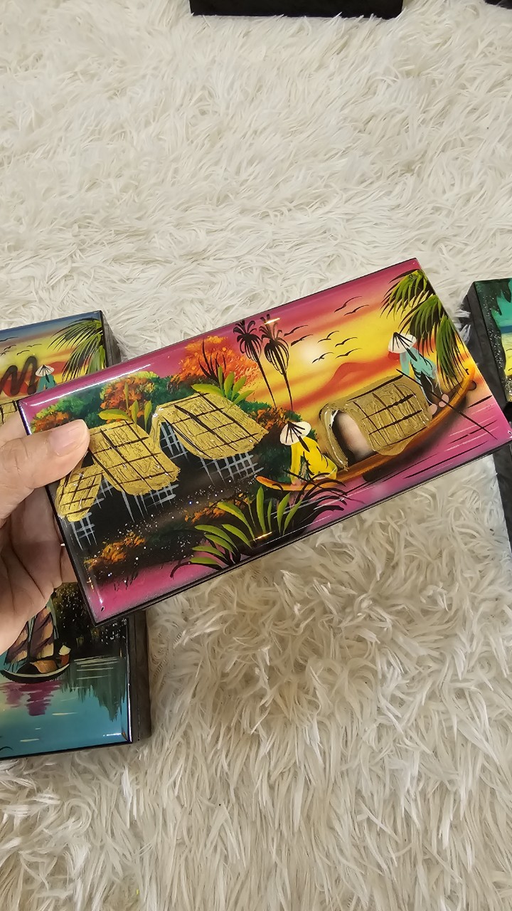 Hàng loại 1- Hộp Trang Sức Sơn Mài Cao Cấp size 9 x18 cm lót nhung sang trọng