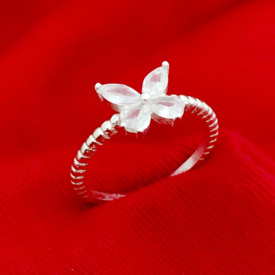 Nhẫn nữ Hồ Điệp cánh bướm gắn đá màu trắng phong cách cá tính 100% chất liệu bạc thật trAng sức Bạc Quang Thản