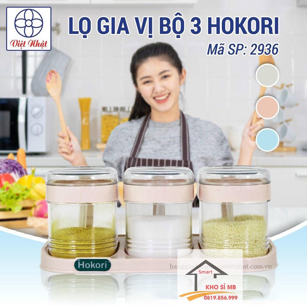 bộ 3 hộp đựng Gia Vị hokori size lớn trong suốt kèm thìa kèm khay Hũ Đựng Gia Vị nhựa Việt Nhật CAO CẤP - kho sỉ mb