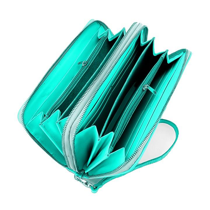 HC3724 - Ví nữ Huy Hoàng da cá sấu nhiều ngăn màu xanh lá