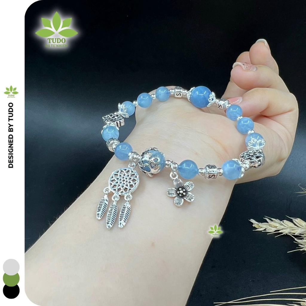 Vòng Tay Nữ Đẹp - Vòng Phong Thủy Mệnh Thủy, Mộc TUDO VCBAQUA Charm Bạc Dreamcatcher, Hoa B17K880