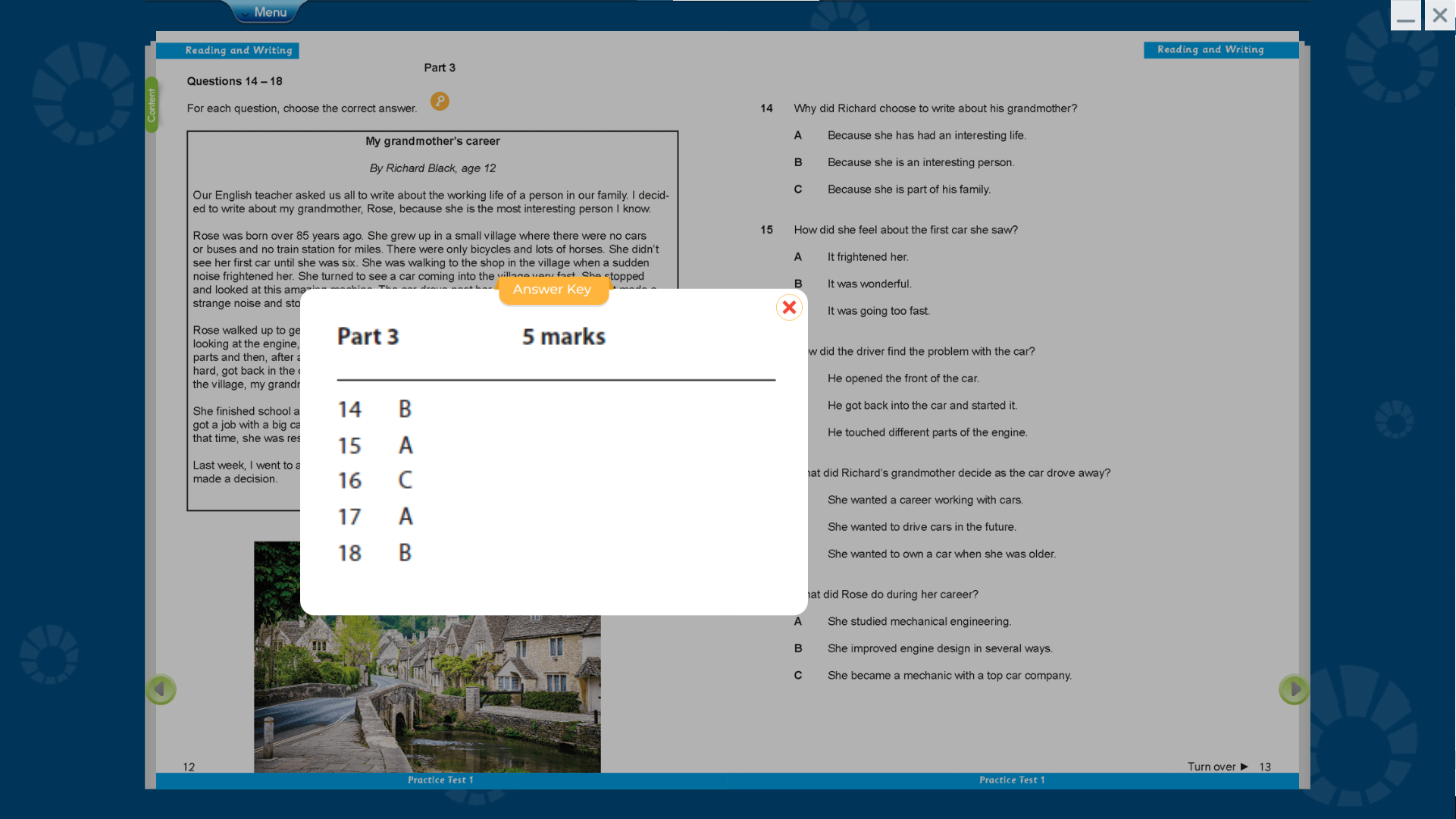Hình ảnh [E-BOOK] Practice Tests 1-5 Key For Schools A2 Sách mềm sách học sinh