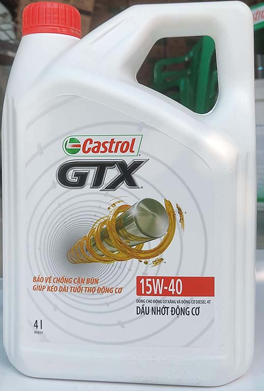 Dầu nhớt cho xe ô tô Castrol GTX 15W-40 (Can 4 Lit)