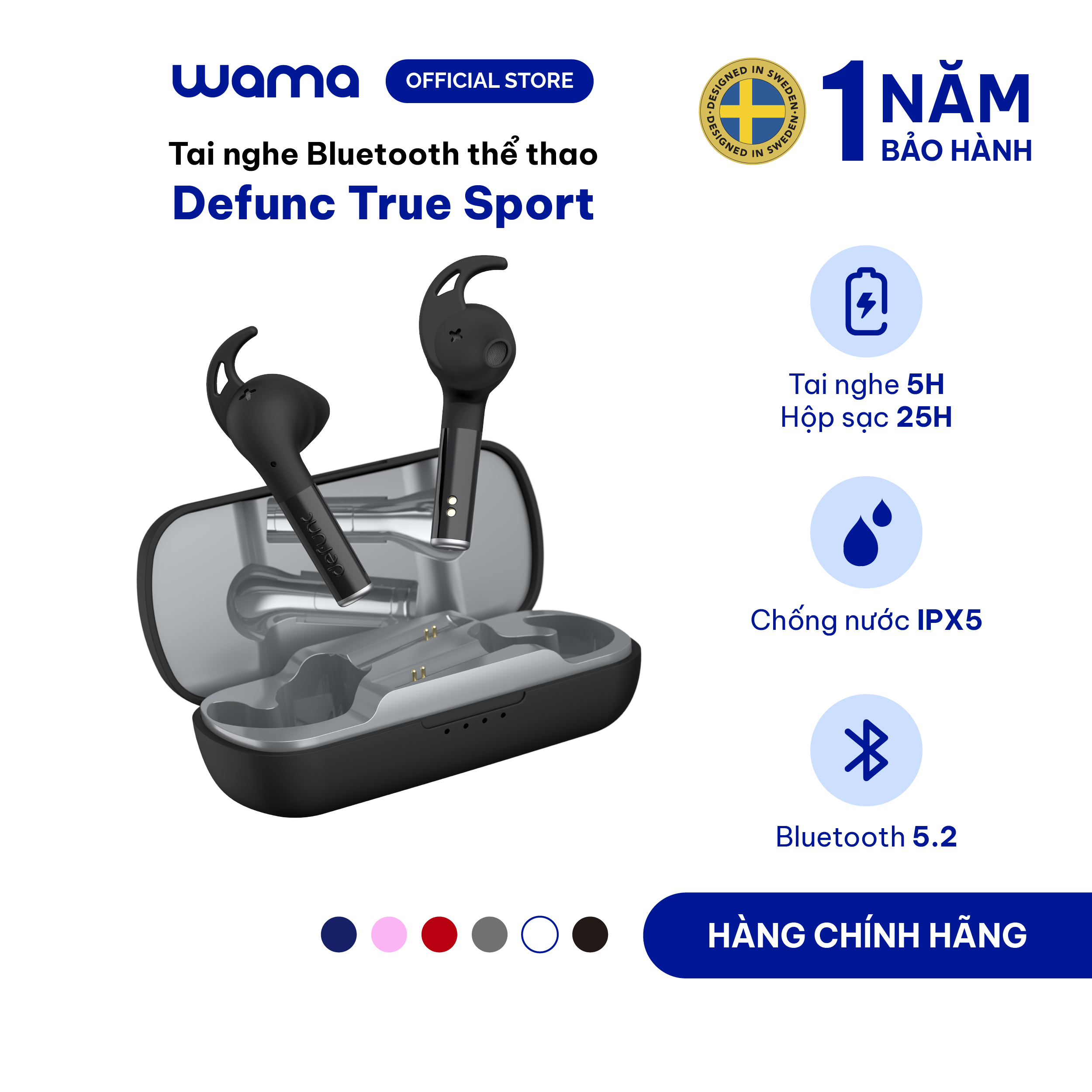 Tai nghe TRUE SPORT TWS Earbuds Defunc - Hàng chính hãng - Bảo hành chính hãng 1 năm