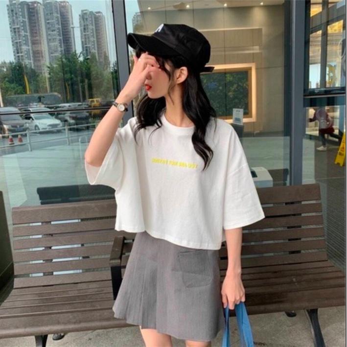 Áo Croptop nữ form rộng Unisex YOU ARE NOT 1 Freesize 45-70kg, áo thun nam form rộng tay lỡ