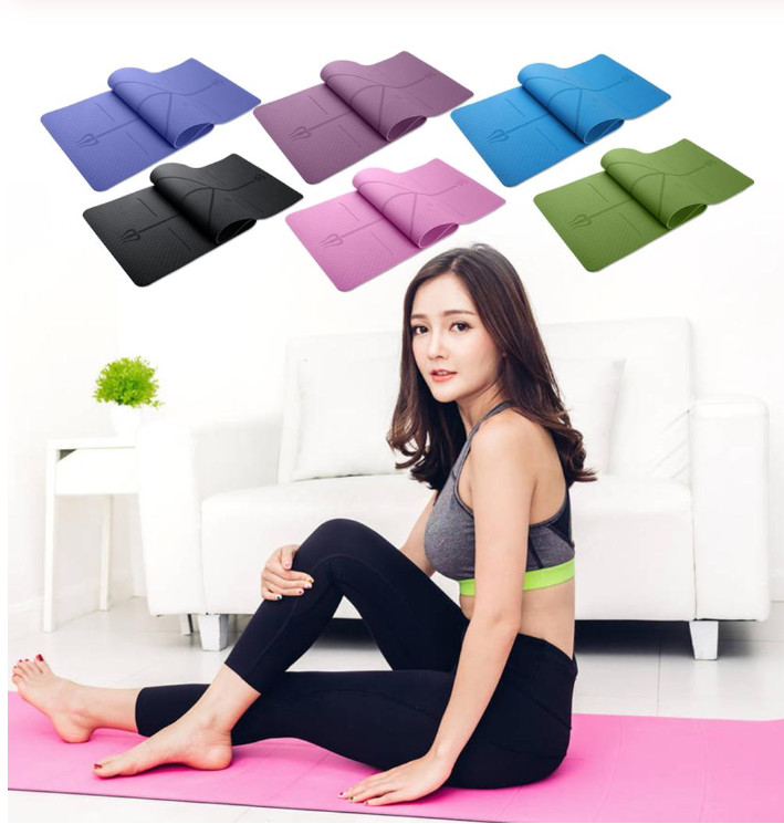 Thảm tập yoga định tuyến 6mm 1 lớp TPE Cao Cấp Cam Kết Hàng Loại 1 (Tặng túi lưới đựng+dây buộc)Nhiều Màu Khách Tự chọn