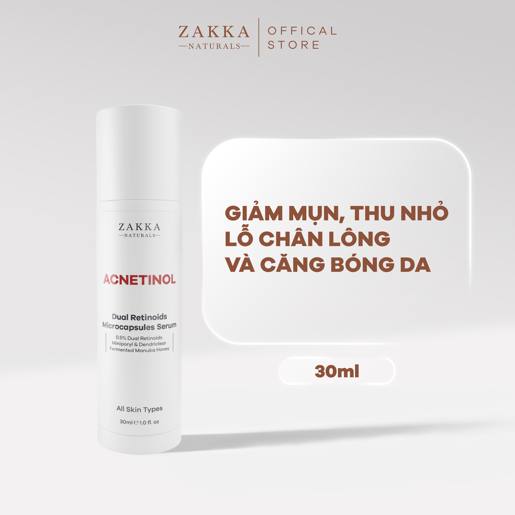 Tinh chất Retinol Zakka Naturals dành cho da dầu, mụn - Acnetinol 30ml