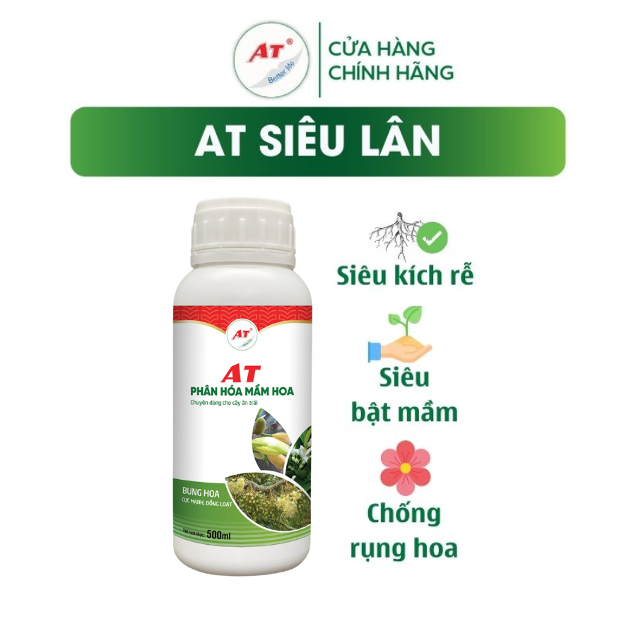 Phân Bón Hữu Cơ AT Siêu Lân 500ml Kích Rễ Ra Hoa Hồng Hoa Lan, Hoa Giấy, Chống Rụng Hoa, Siêu Bật Mầm