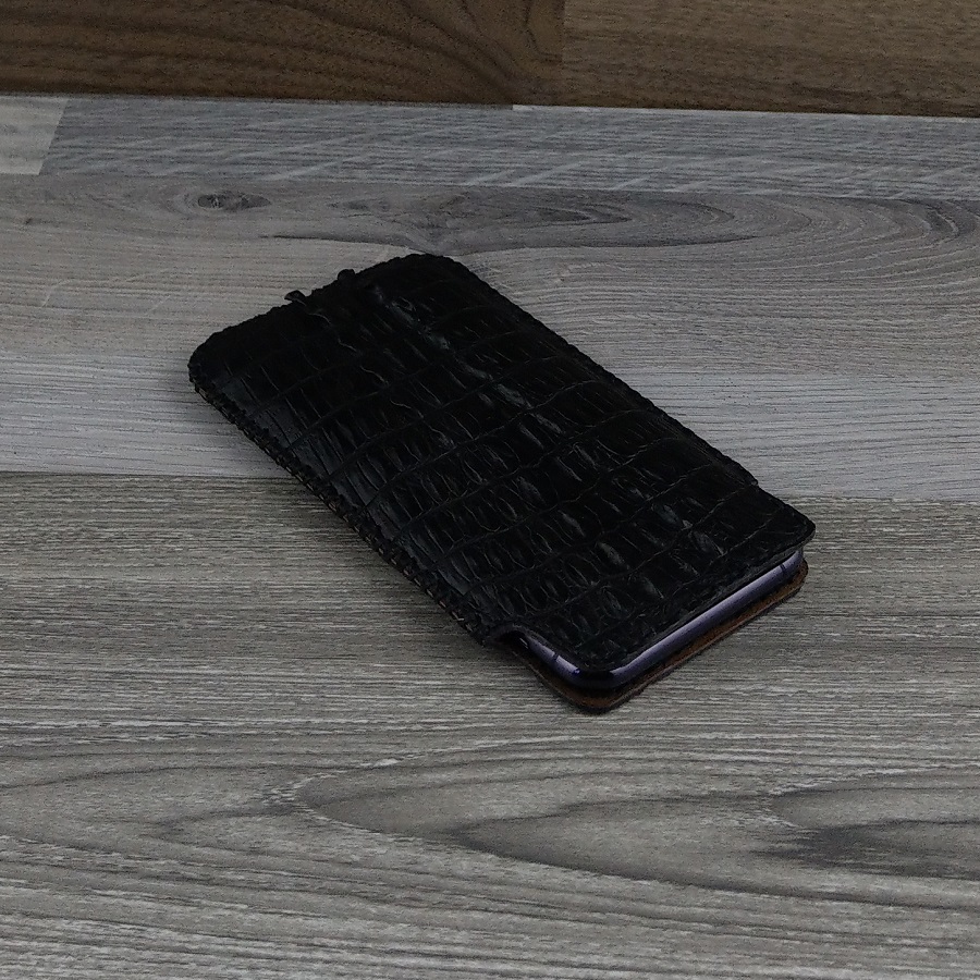 Bao Da Rút dành cho Iphone 11 Pro Max Da Cá Sấu Thật Màu Đen