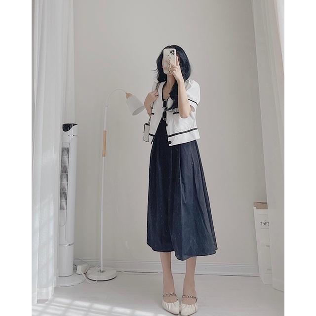 Set váy 2 dây + áo khoác siêu xinh