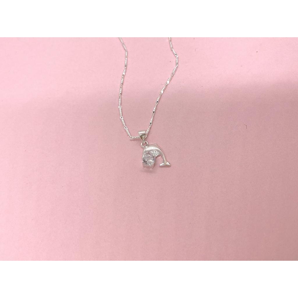 Dây chuyền nữ mặt cá heo đính đá bằng bạc - trang sức Lợi Hoàn