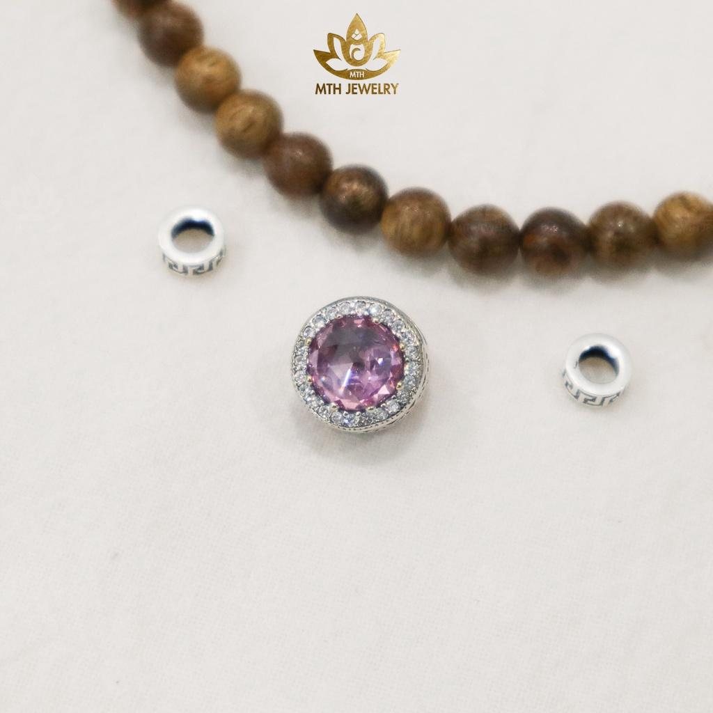 Vòng tay Trầm Hương Tự Nhiên Tràng Hạt 216 Size 4mm Đính Charm Bạc S925