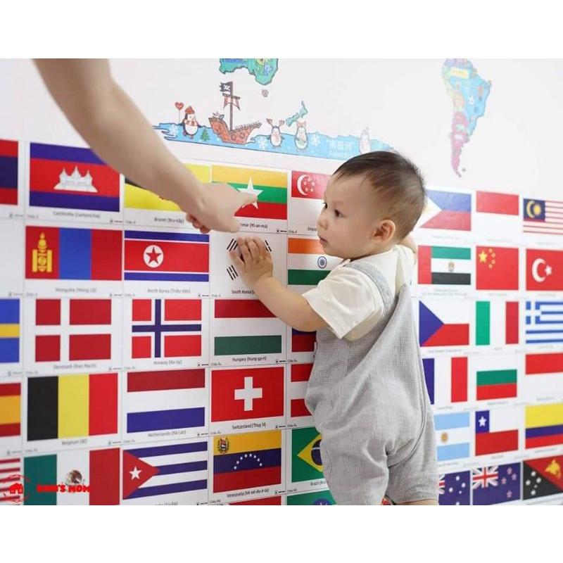 Bộ Thẻ học QUỐC KỲ 175 quốc gia trên thế giới - kèm hình ảnh sinh động cho bé