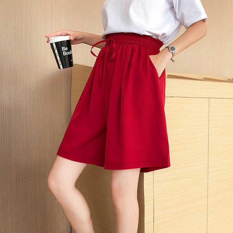Quần Đùi Thể Thao Nữ Quần Ống Rộng Lưng Cao Quần Lửng Ống Rộng