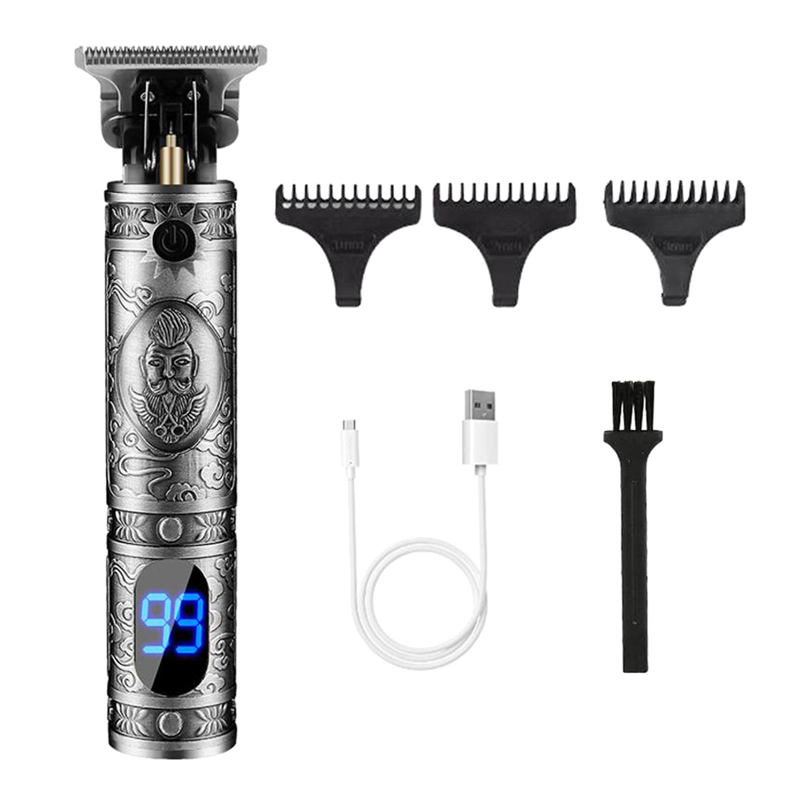 Pro Li T-Blade Cordless Hair Trimmer USB Boys Man's Hair Clipper Kit Golden