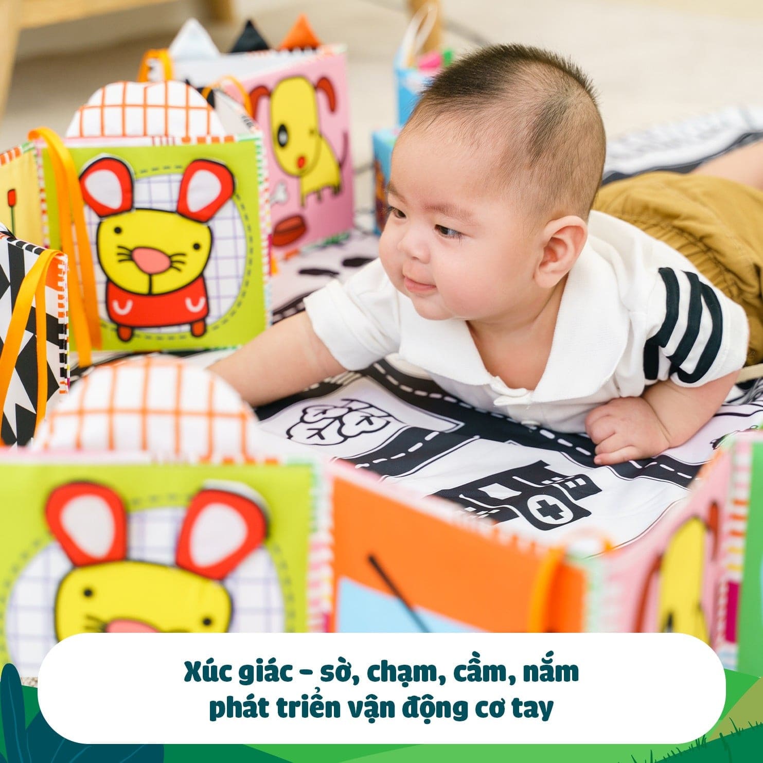 Sách Vải Kiêm Quây Cũi 3 Trong 1 Kích Thích Thị Giác Phát Triển Tư Duy Não Bộ Cho Bé