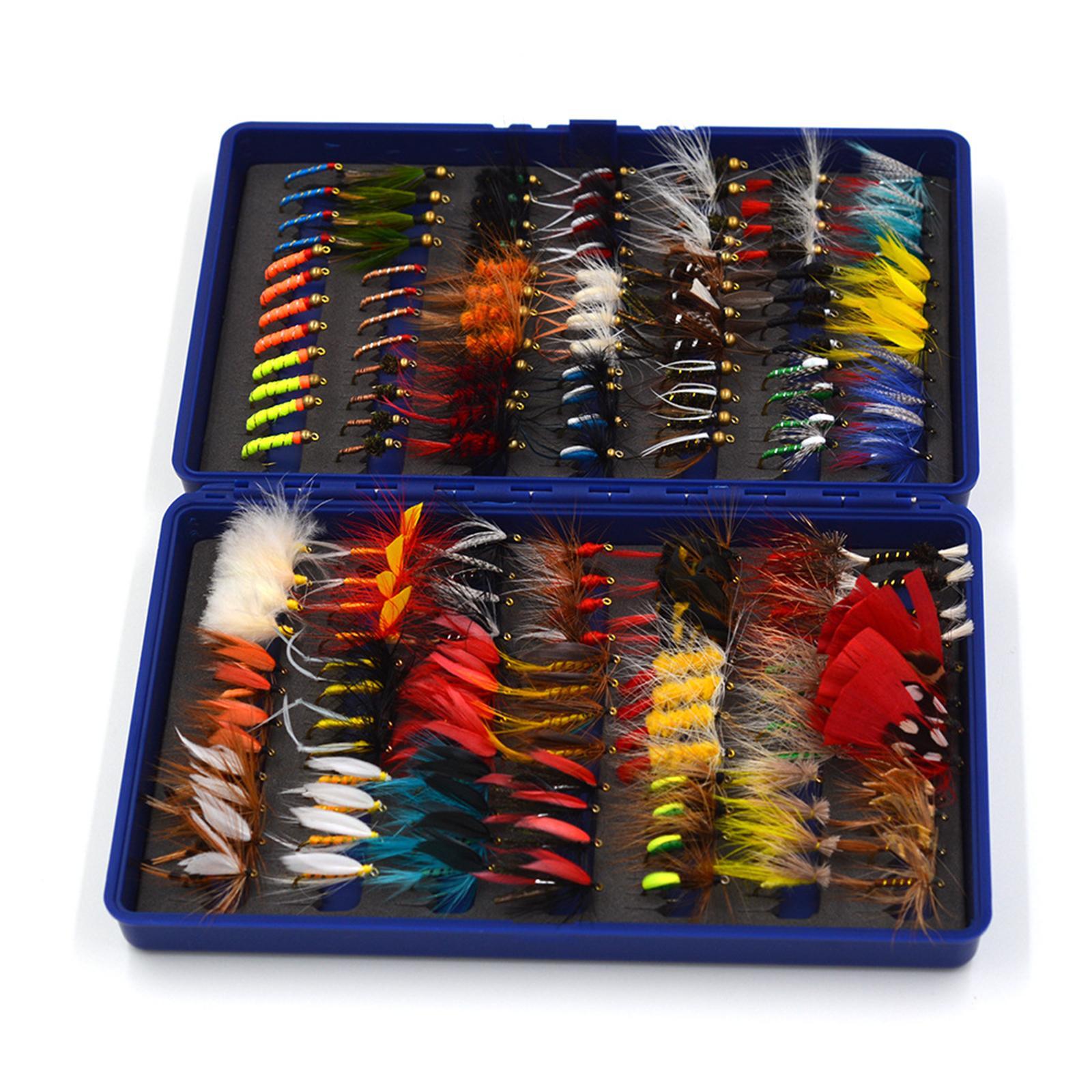 Fly Fishing Flies Assortment Fly Fishing Lures with Storage Box Hand Tied Fishing Baits Fishing Tackle for Reservoirs Trout Panfish Crappie
