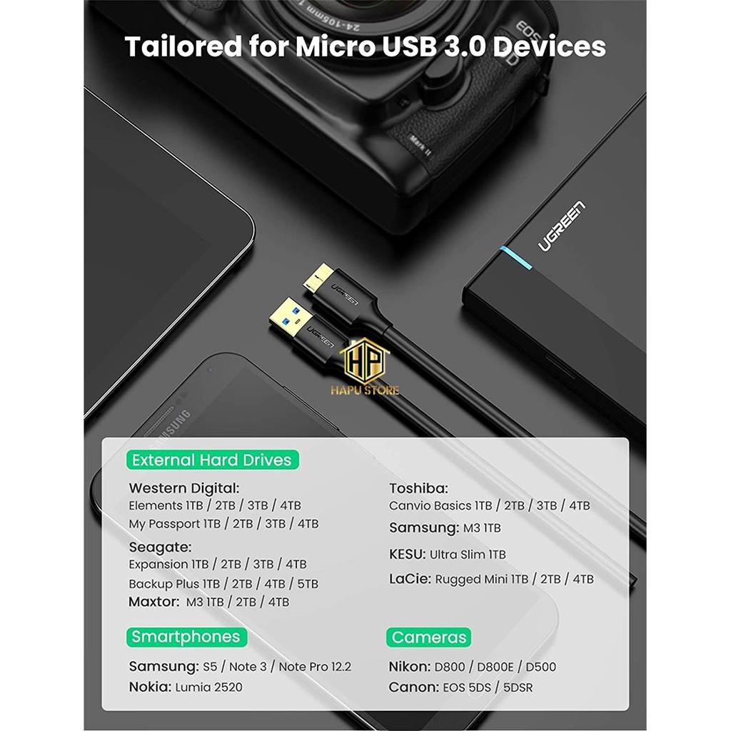 Cáp Micro USB 3.0 Ugreen 10840 dài 0,5m mạ vàng chính hãng - Hàng Chính Hãng