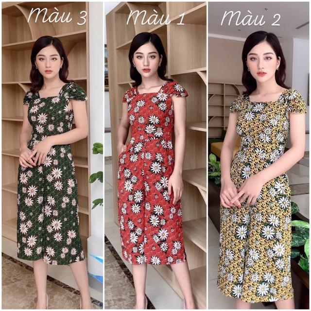 Jum hoa cổ vuông cộc tay cách điệu