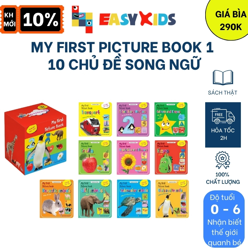 Bộ Sách - My First Picture Book 1 - Song Ngữ Anh Việt - Bìa Cứng 10 Chủ Đề Kèm File Nghe