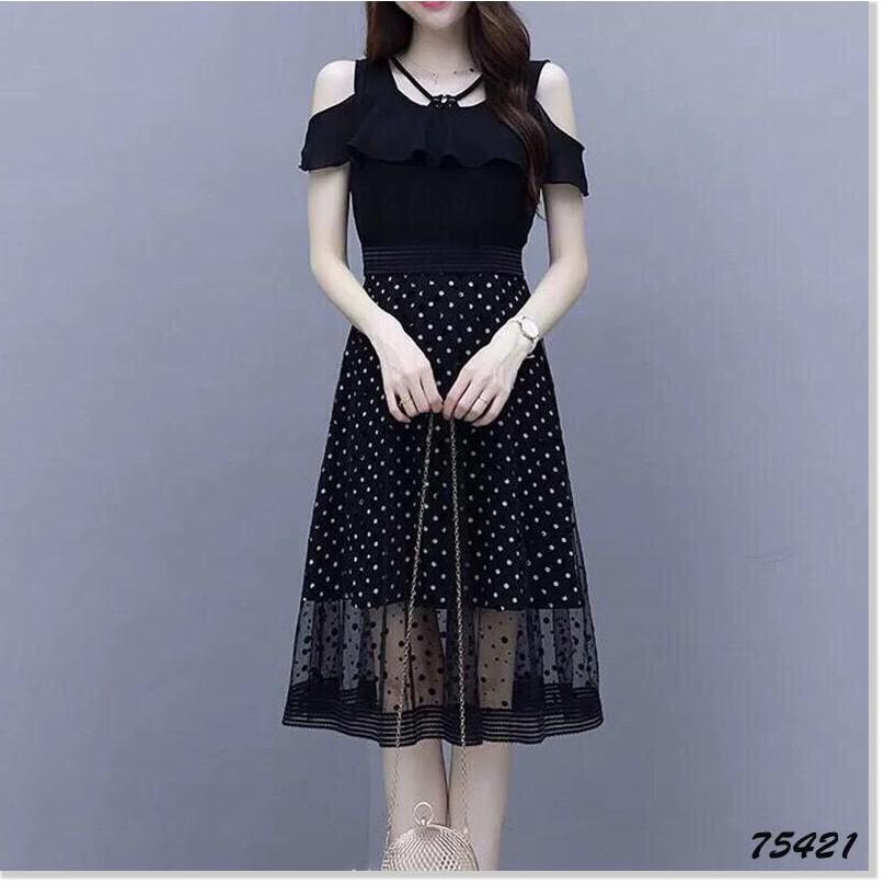 Đầm xòe tay con rớt vai siu xinh cho các nàng