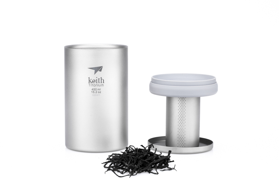 Cốc pha trà titanium Keith Titanium Office Mug with Tea Infuser Ti3520 [Hàng chính hãng