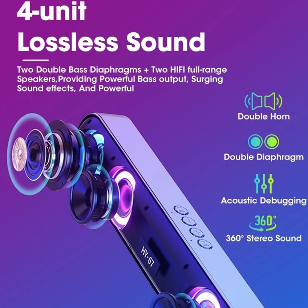PC Soundbar không dây 6D loa vòm bluetooth 5.0 home có dây máy tính âm thanh siêu loa siêu trầm âm thanh máy tính xách tay máy tính xách tay tv Màu sắc: màu đen