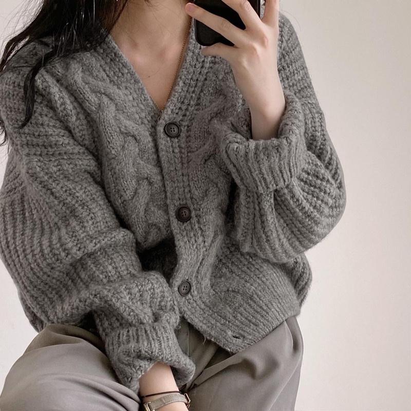 Hàng Sẵn_ Áo len cardigan dáng ngắn dày dặn Hadu shop