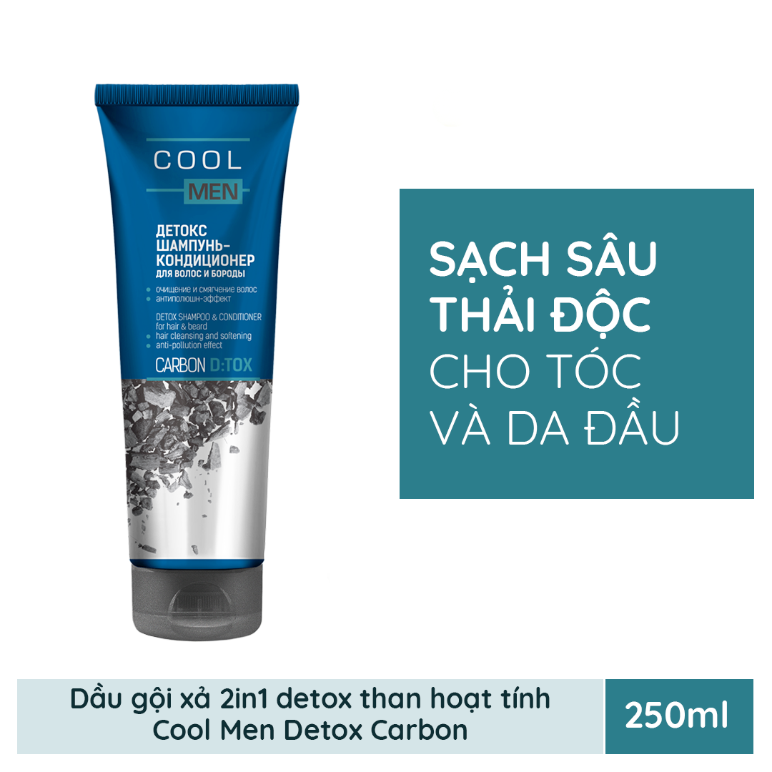 Gội xả 2in1 detox than tre hoạt tính Cool Men Detox Carbon 250ml