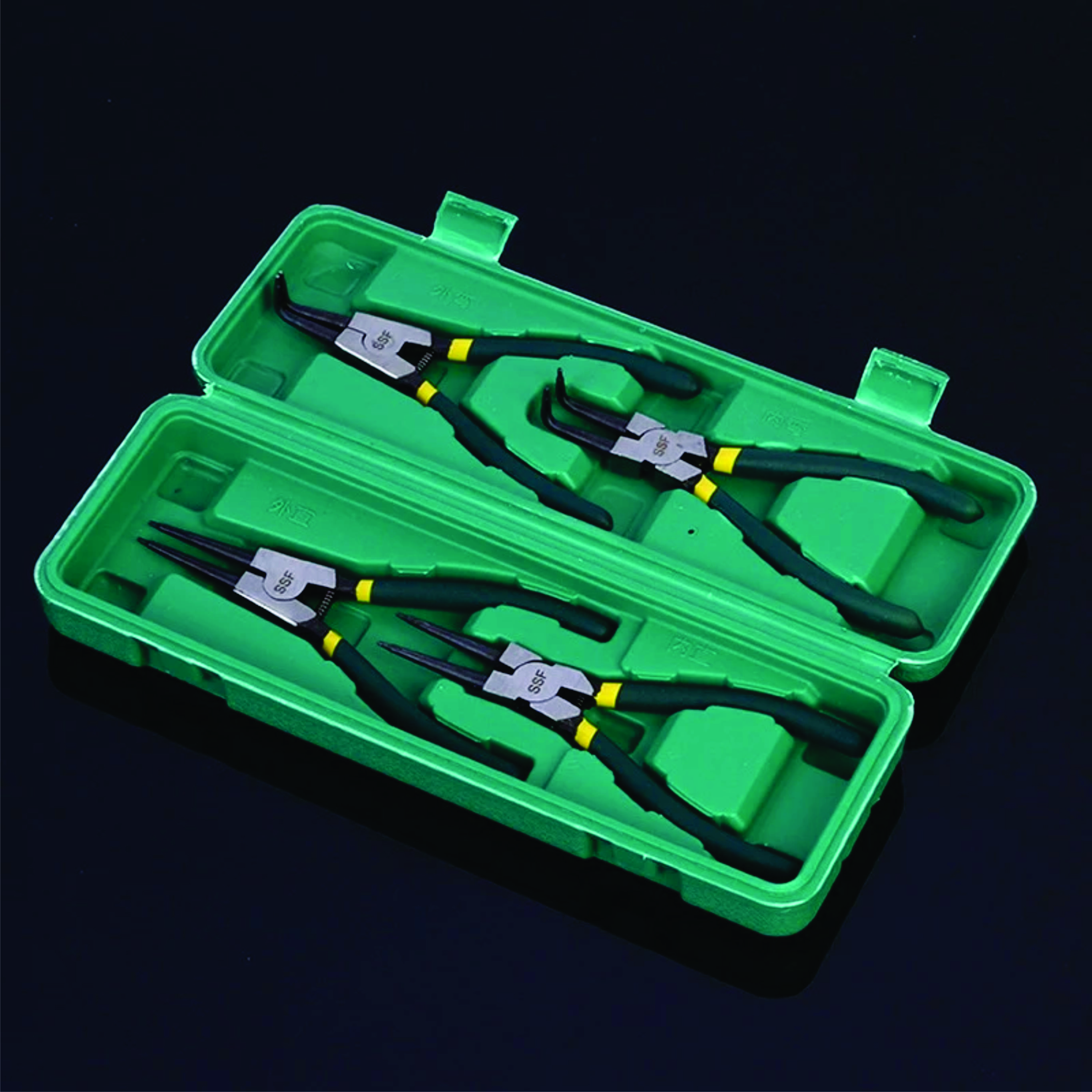 Hộp 4 chiếc Kiềm mở phe trong, phe ngoài, Mũi cong, mũi thẳng, mũi đôi, mũi đơn (kìm phanh)Mẫu 7inch