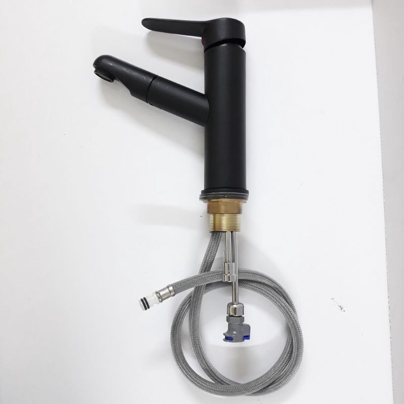 Vòi Lavabo mỏ rút nóng lạnh cao cấp đồng đen