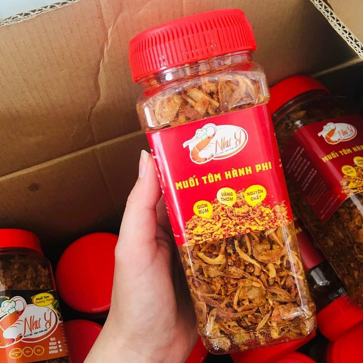 Muối Tôm Như Ý 400 gr, MUỐI TÔM NHUYỄN NHƯ Ý HŨ 400GR. Muối tôm như ý hành phi 230 gr