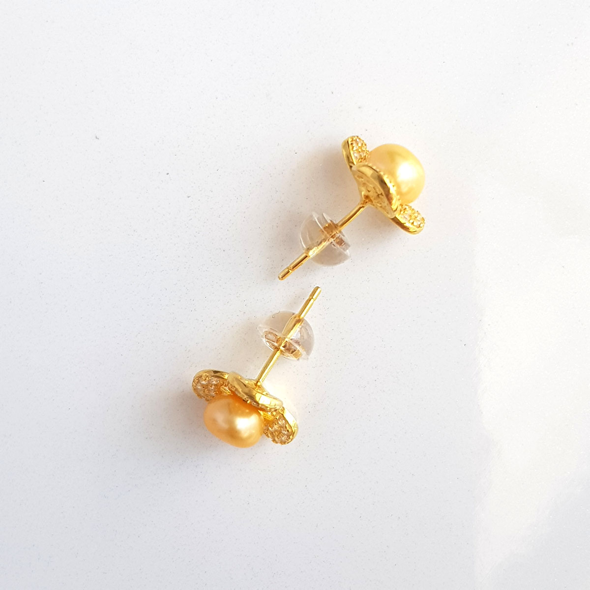 Bông Hoa Khuyên Tai Nữ - Kiểu Nụ - Cỏ Ba Lá Thanh Lịch Sang Trọng - Trang Sức Cô Tấm - TRIFOLIUM PEARL (7ly) - Đế Bạc S925 Silicol Nạm Ziconia