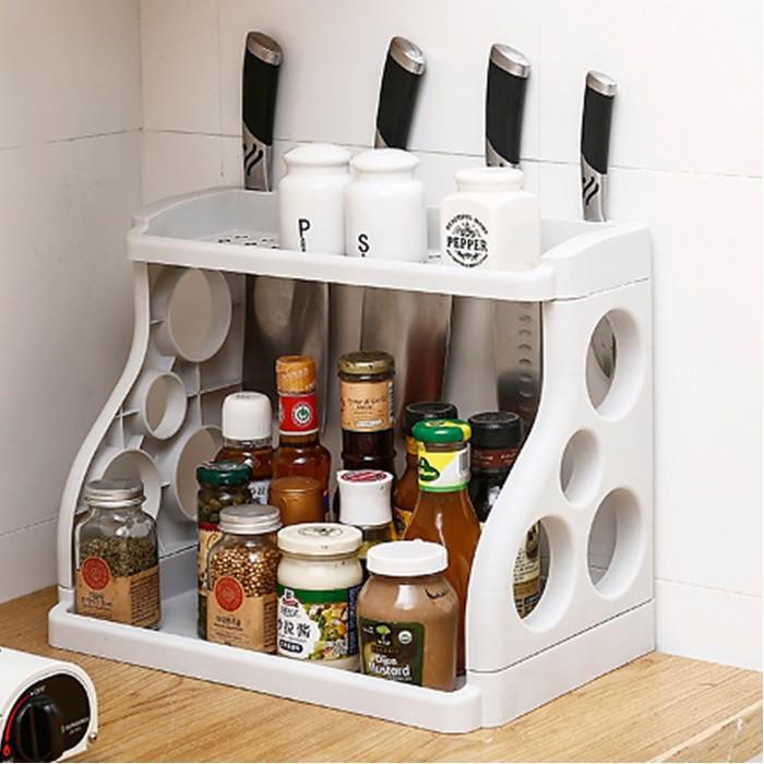 Kệ đựng gia vị 2 tầng, kệ gia vi nhựa chữ B đựng nhiều đồ gọn gàng cho nhà bếp 88277 SHIPNHANH88