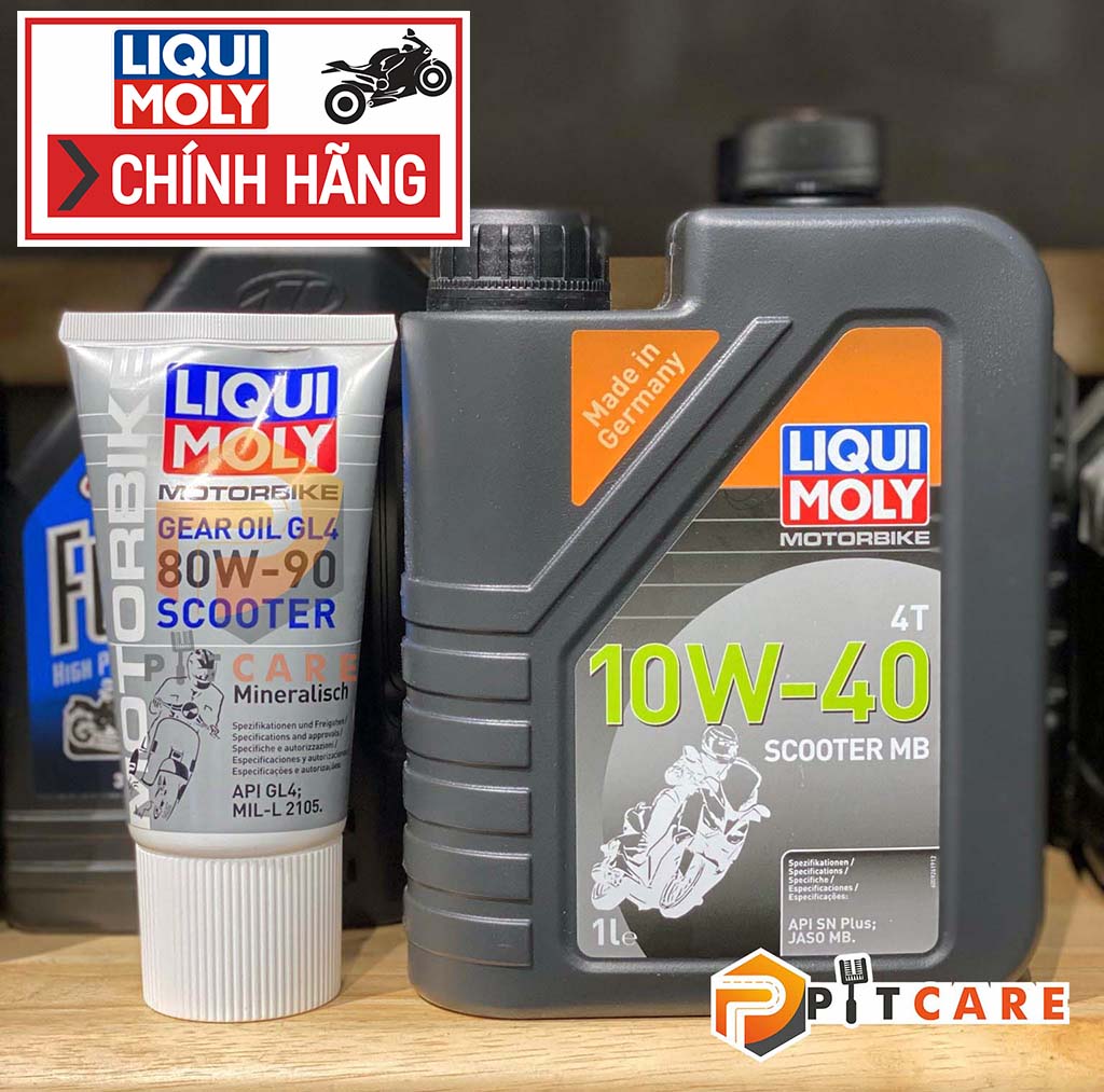 Combo nhớt xe tay ga Liqui Moly Scooter 10W40 20832 1 Lít và nhớt hộp số Liqui Moly Gear Oil Scooter 150ml