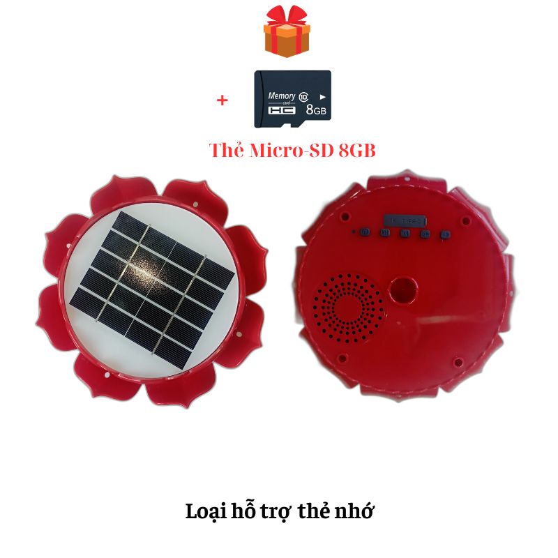 Máy niệm Phật Năng lượng mặt trời hình hoa sen, có sẵn 20 bài/hỗ trợ thẻ nhớ