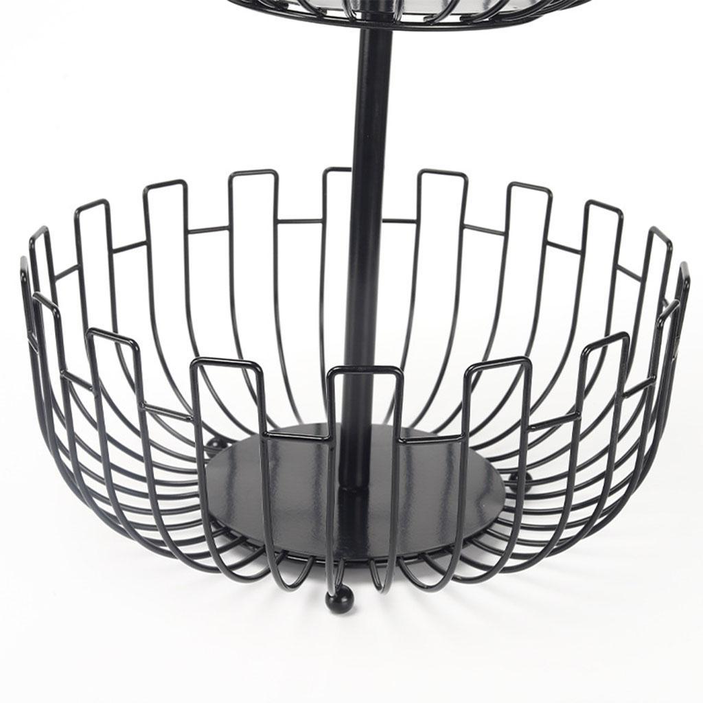 Iron Art 2 Tier Hanging Fruit Basket Holder Storage Rack Black Space Saver