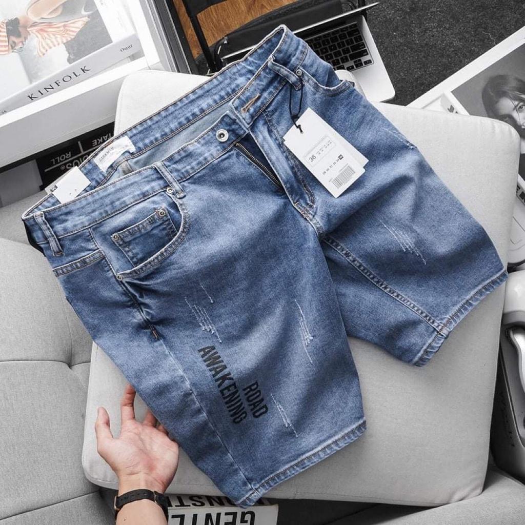 SHORT JEAN XANH IN CHỮ BIG SIZE NAM TỚI 130KG