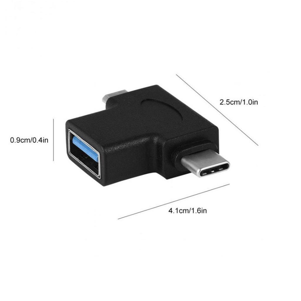 Multi-Port USB-C Micro USB To USB Converter with USB Male Extension Cable