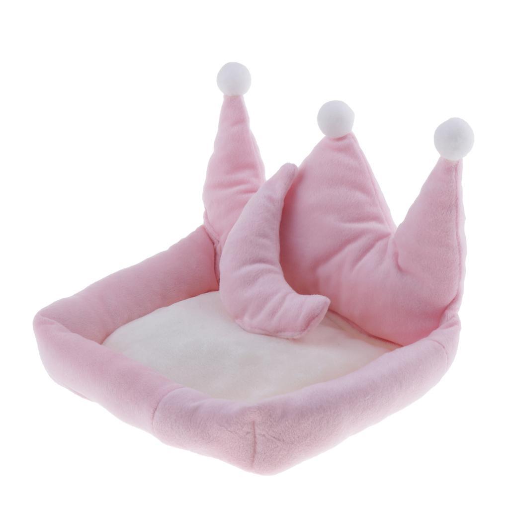 Cute Crown Shape Dog Sleeping Bed Cozy Winter Warm Cat Dog House Pink