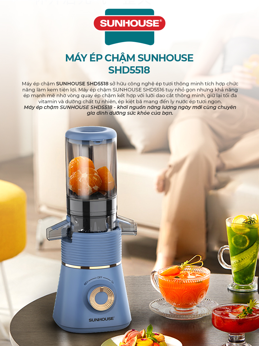 Máy ép chậm làm kem SUNHOUSE SHD5518 - Hàng chính hãng bảo hành 12 tháng