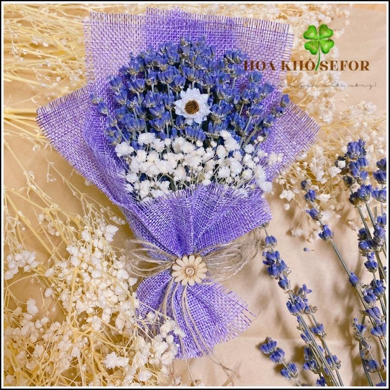 Combo quà tặng bó hoa Lavender, thiệp hoa và hộp quà