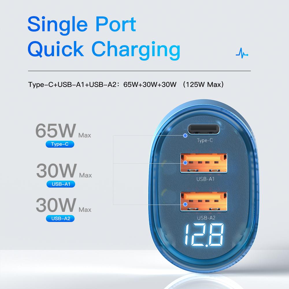 Essager 125W USB C CAR SARGER Digital Digital Digital