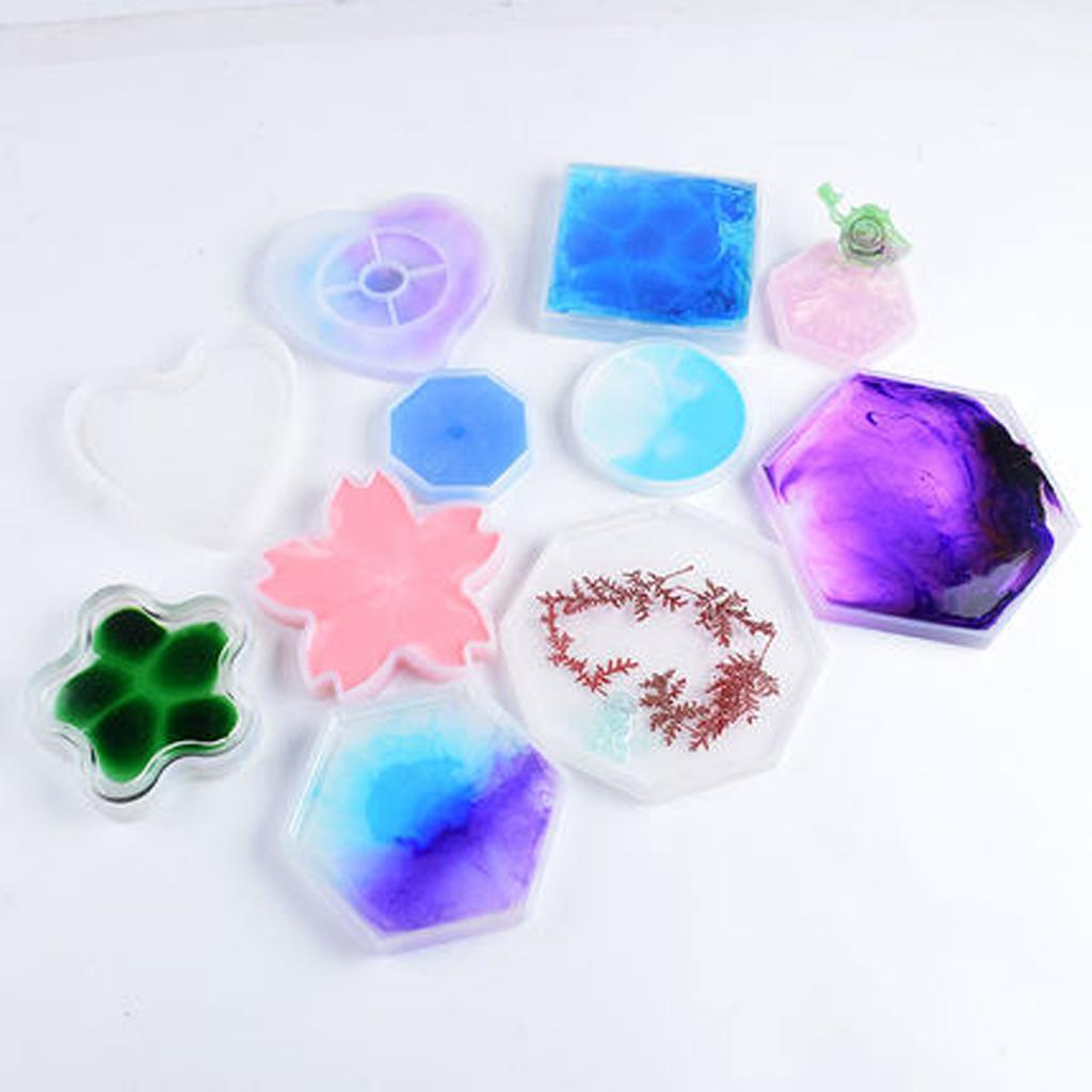 9 Pcs Square Round Shape Resin Silicone Mold Baking Mold Cake Topping Cake Mold Biscuit Mold