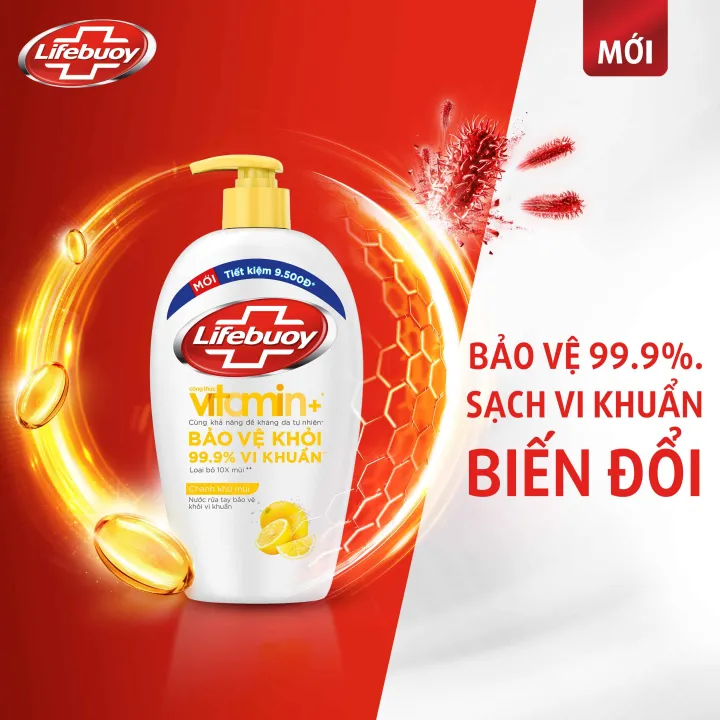 Combo 2 LIFEBUOY nước rửa tay chanh khử mùi 180g