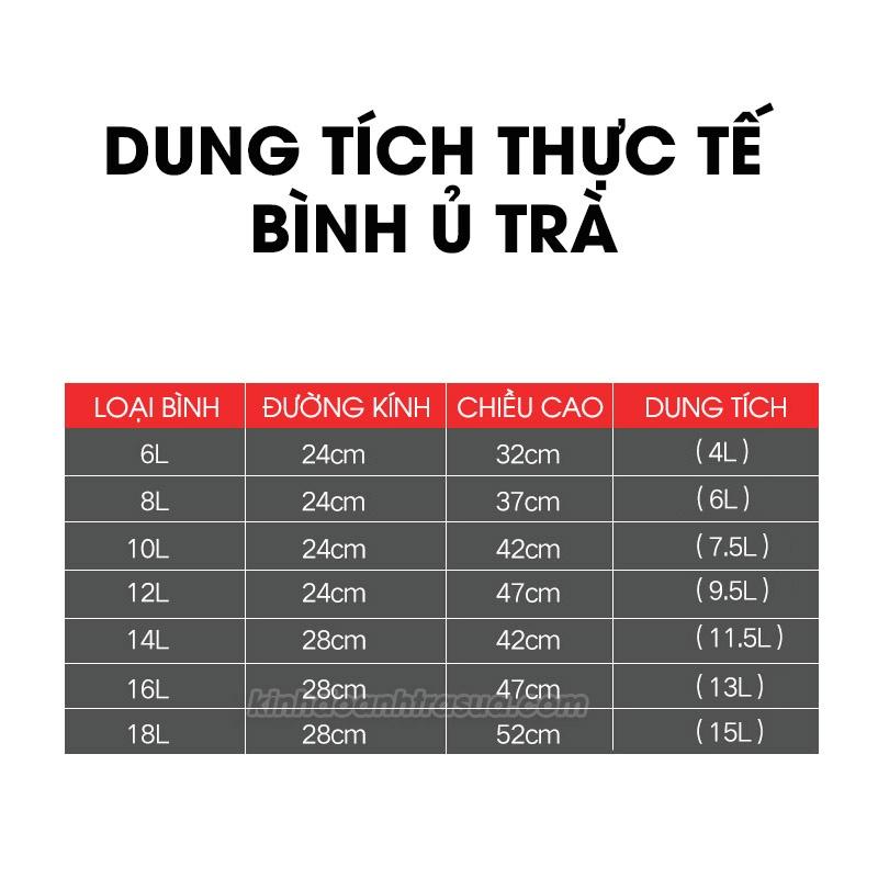 Bình Ủ Trà Sữa 3 Lớp Giữ Nhiệt Inox 304 6L, 8L, 10L, 12L