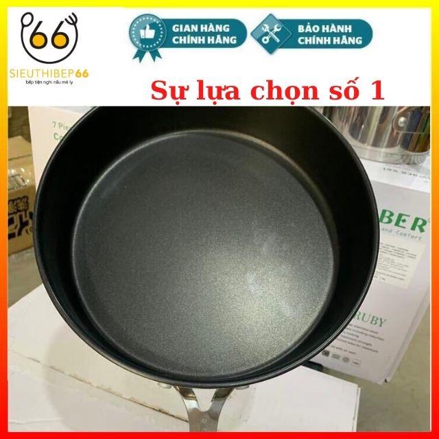 Bộ Nồi Từ Cao Cấp Arber RUBY Đáy Liền 7 Món, Bộ Nồi Inox 304, Chảo Chống Dính Bếp Từ Dùng Bếp Điện Từ