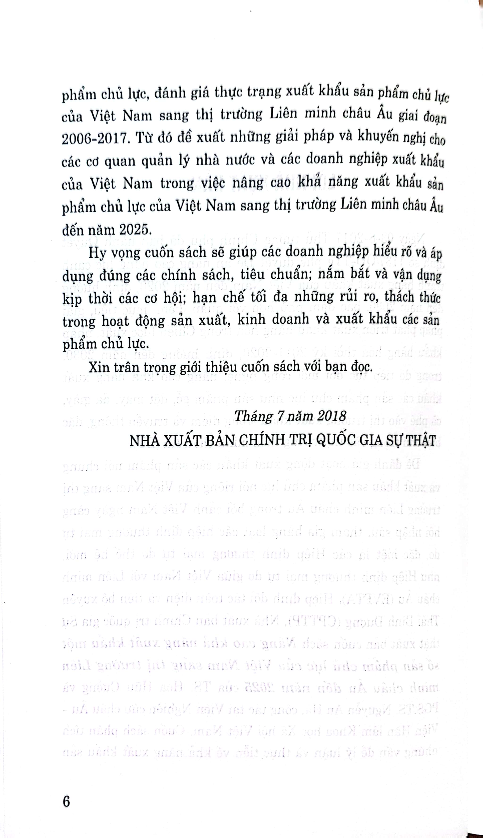 Nâng cao khả năng xuất khẩu một số sản phẩm chủ lực của Việt Nam sang thị trường Liên minh châu Âu đến năm 2025