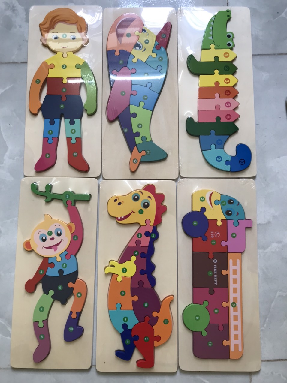 Combo 5 Tranh Ghép Gỗ 3D HT SYS Cho Bé, Tranh Nối Số Từ 1 - 10, Đa Dạng Màu Sắc Giúp Bé Phát Triển Trí Tuệ