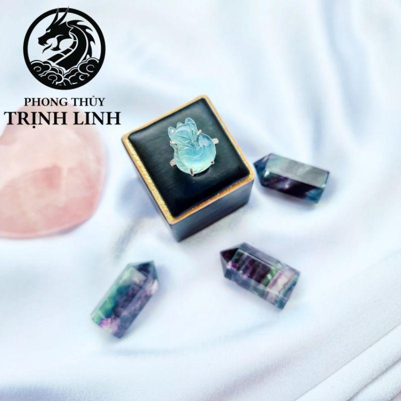 NHẪN BẠC HỒ LY - TỲ HƯU XANH DƯƠNG AQUAMARINE